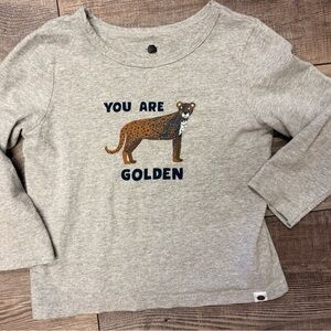 Little Earth Grey Top with Golden Leopard Print